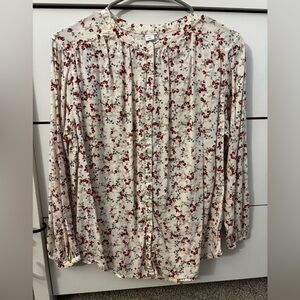 Old Navy Cream and Red Floral Blouse
